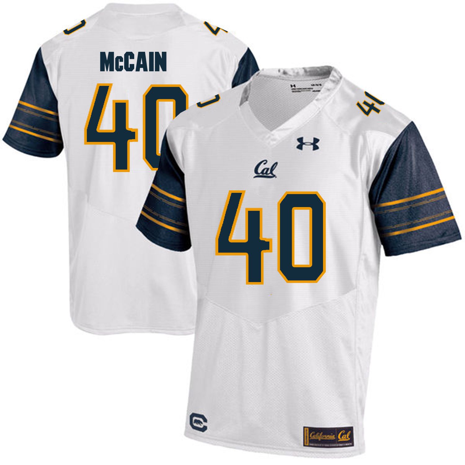 Men California Golden Bears #40 Chris McCain White Customized NCAA Jerseys1->customized ncaa jersey->Custom Jersey